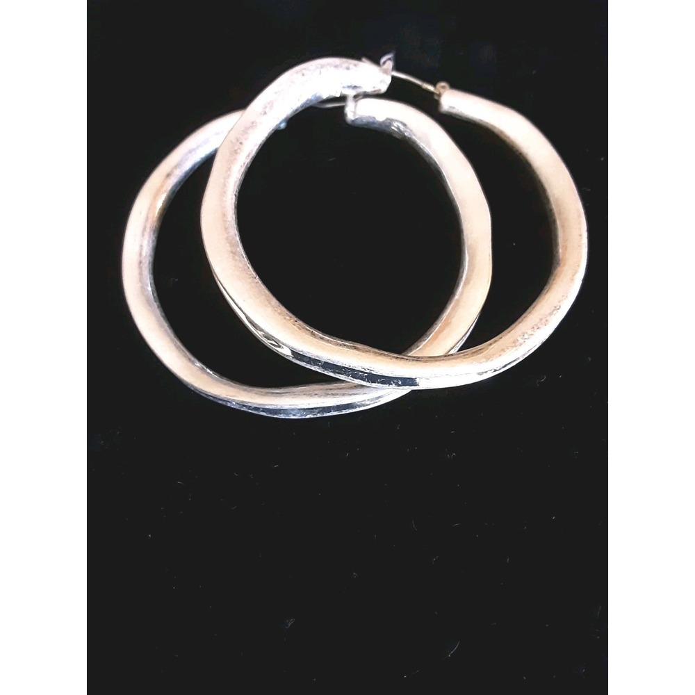 RLM Robert Lee Morris Soho Hoop Earrings Modern Silver Tone Large Brushed Jewelr